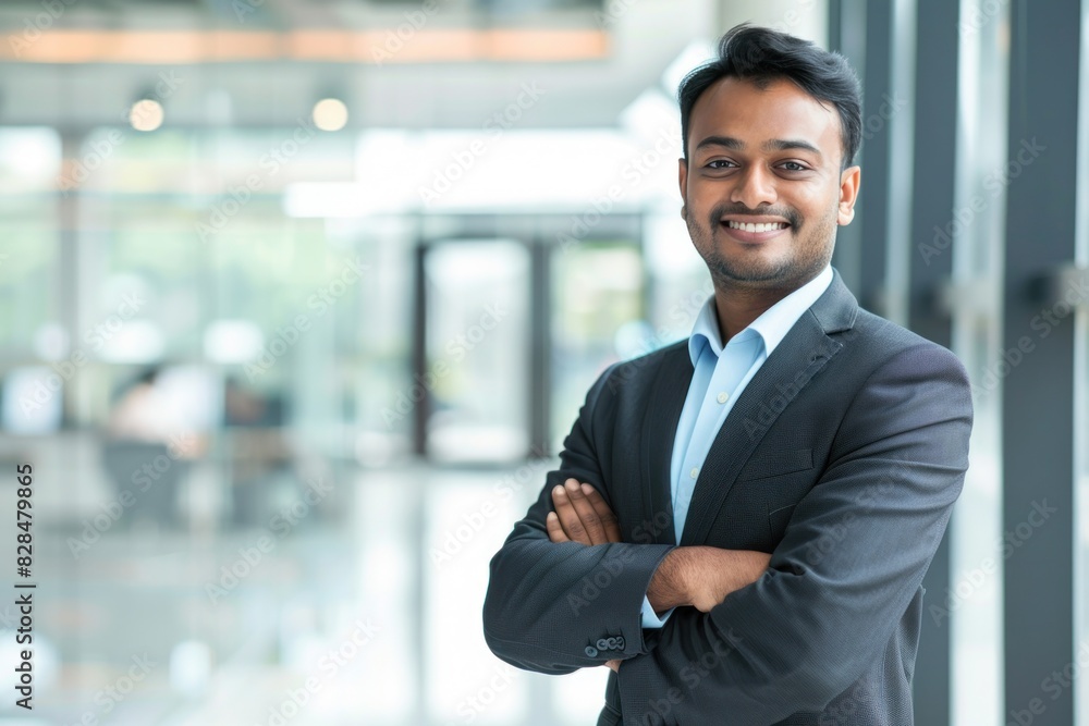 Fototapeta premium young businessman standing confidently at office
