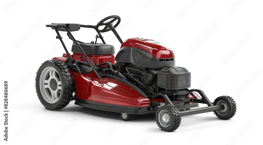 Red Lawn Mower on Transparent Background Red Lawn Mower on Transparent Background