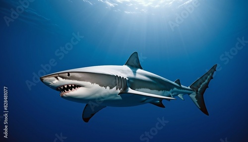 Wallpaper Mural wild shark alone at the ocean
 Torontodigital.ca