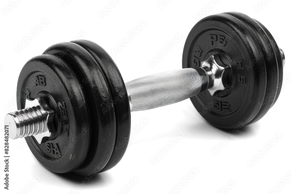 Naklejka premium Black Dumbbell Isolated on Transparent Background