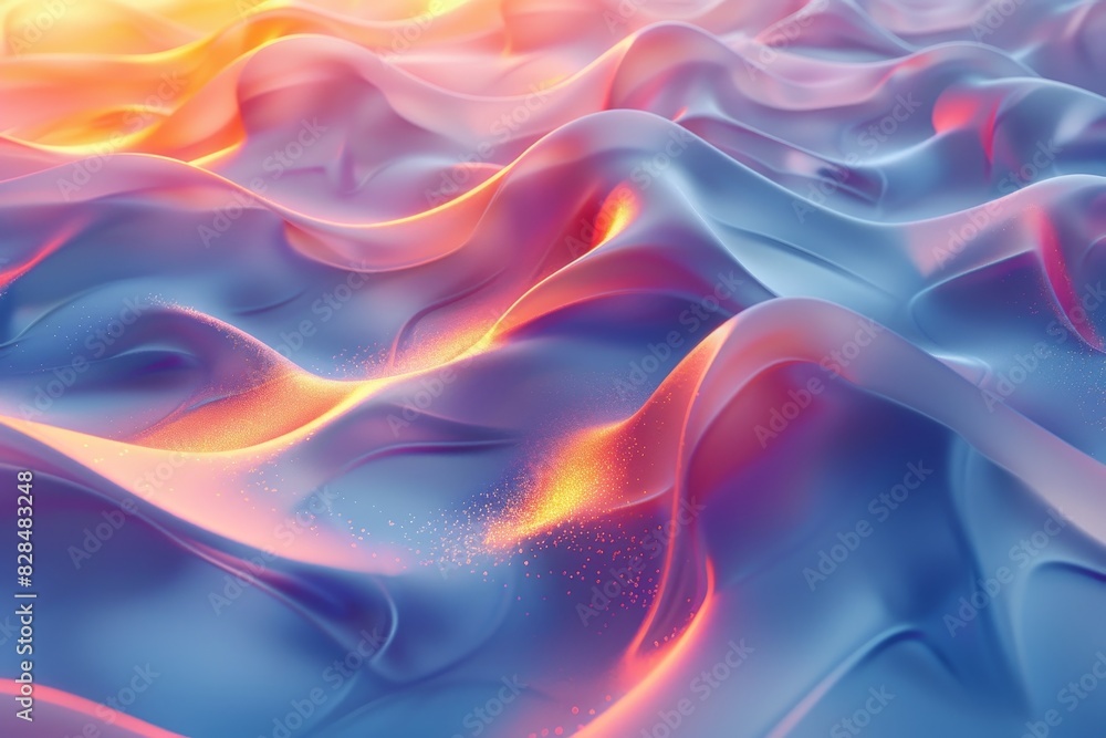 A blue and pink wave with a yellow sun in the background A blue and pink wave with a yellow sun in the background