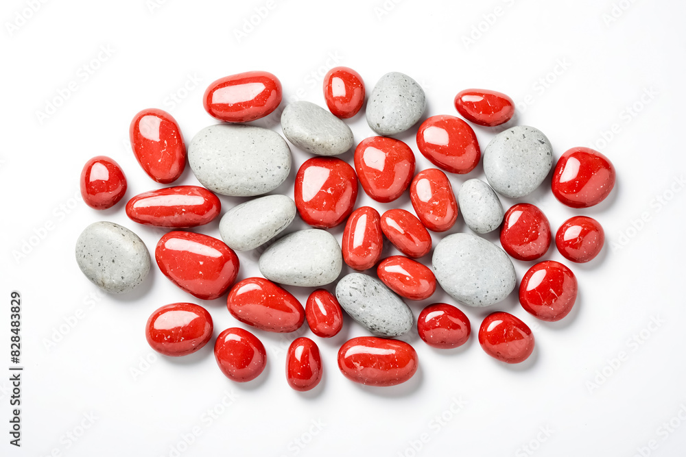 Red and Grey Stones on White Background Red and Grey Stones on White Background