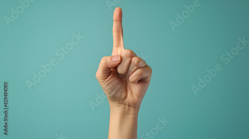 Man pointing at something on white background, closeup of hand 