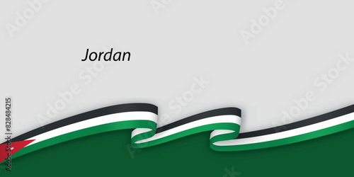 3d ribbon with national flag Jordan isolated on white background