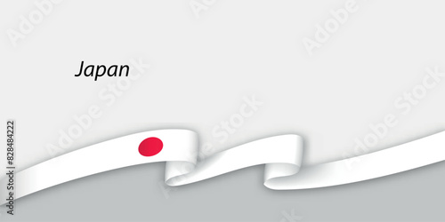 3d ribbon with national flag Japan isolated on white background