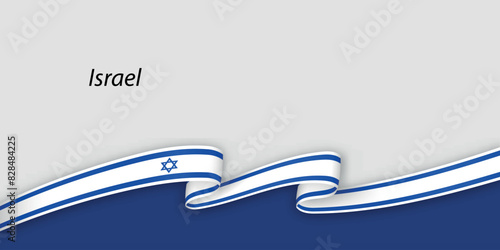 3d ribbon with national flag Israel isolated on white background