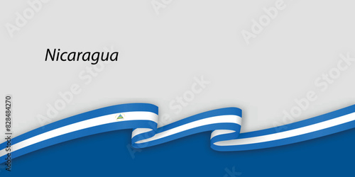 3d ribbon with national flag Nicaragua isolated on white background