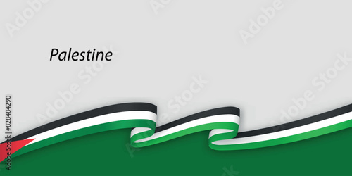 3d ribbon with national flag Palestine isolated on white background