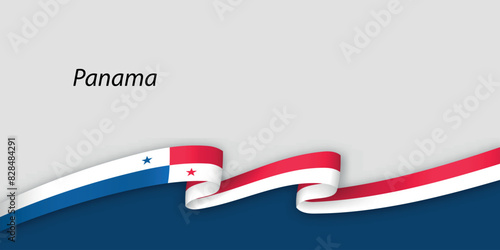 3d ribbon with national flag Panama isolated on white background