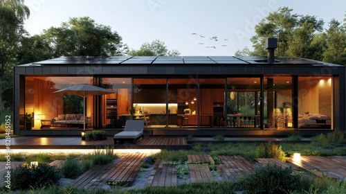 A solar-powered home with a focus on sustainability and energy efficiency © Farda Karimov