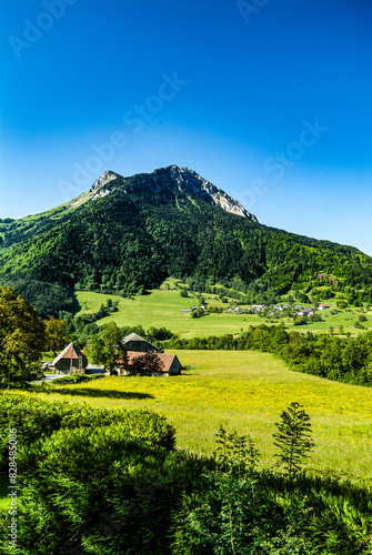 France - Savoie - Bauges National Park - Landscpe with the village of le Chatelard