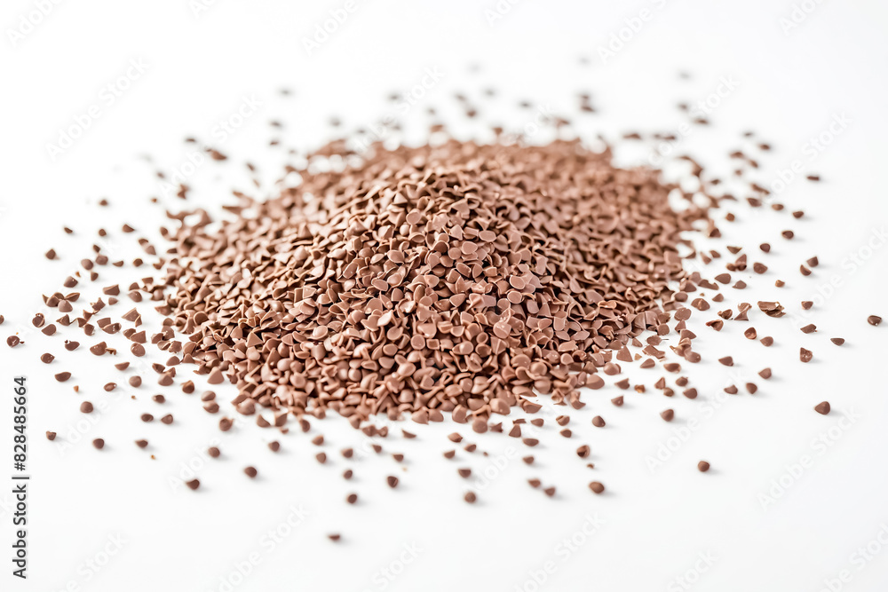 Chocolate Chips Scattered on White Background Chocolate Chips Scattered on White Background