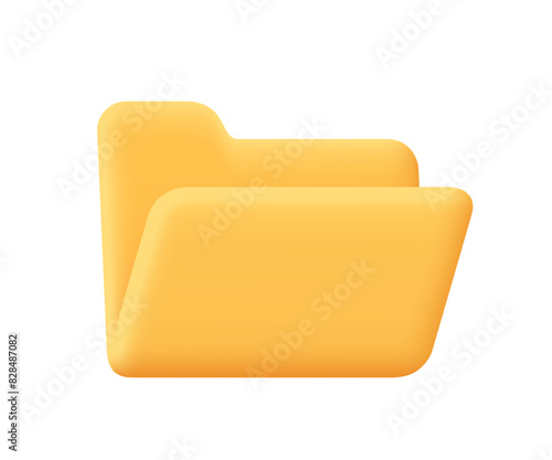 Empty business folder for documents. File management concept. 3d vector icon. Cartoon minimal style.
