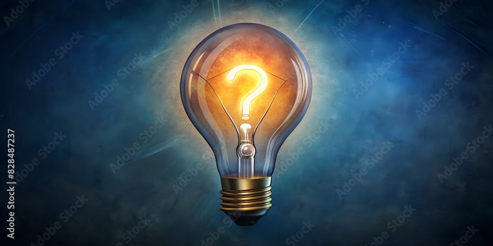 Artistic Design of a Light Bulb Featuring a Glowing Question Mark Filament, Symbolizing Curiosity and Innovation Artistic Design of a Light Bulb Featuring a Glowing Question Mark Filament, Symbolizing Curiosity and Innovation