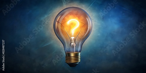 Artistic Design of a Light Bulb Featuring a Glowing Question Mark Filament, Symbolizing Curiosity and Innovation