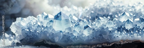 Delicate Celestite Geode with Soft Blue Hues for Nature Inspired Designs Generative AI photo