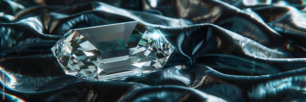 Luxurious Emerald Cut Diamond on Velvet Background Generative AI Luxurious Emerald Cut Diamond on Velvet Background Generative AI