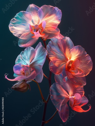 A close up of a flower with a purple and white color