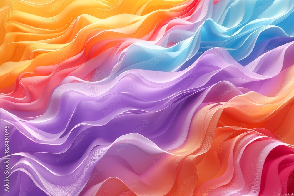 A colorful, flowing piece of fabric with a rainbow of colors A colorful, flowing piece of fabric with a rainbow of colors
