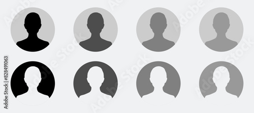 Vector avatar user icon with different shades flat designs set. Man and woman vector profile signs