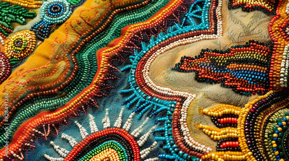 close up of colourful bead work from native peruvian indigenous people close up of colourful bead work from native peruvian indigenous people