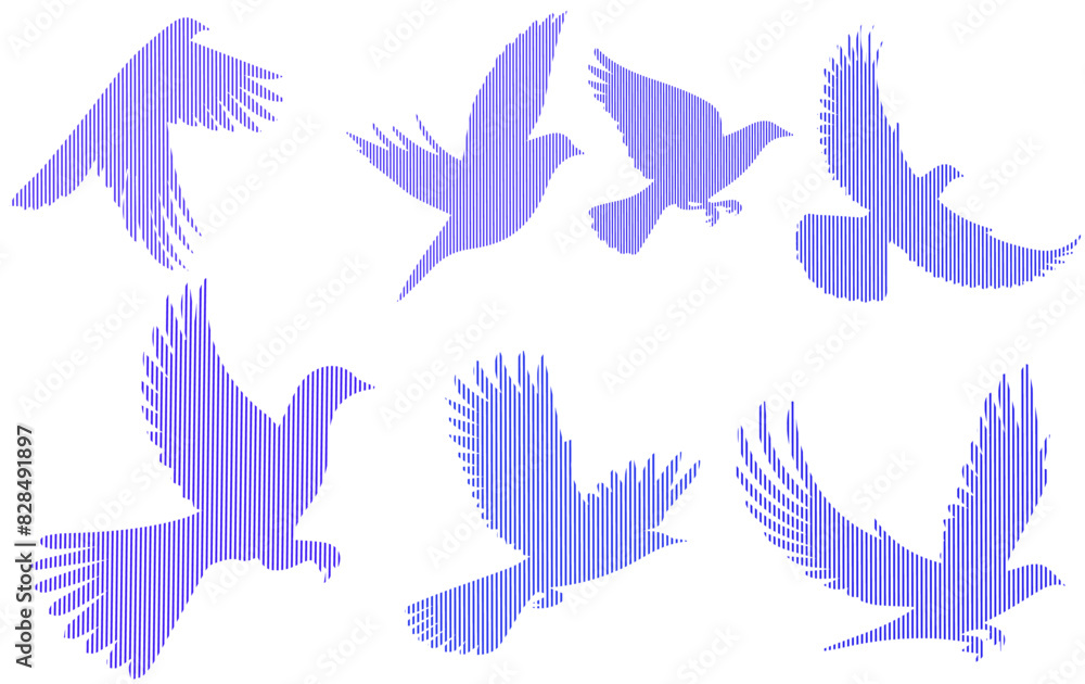 Silhouette of a flock of birds. A flock of flying birds Silhouette of a flock of birds. A flock of flying birds