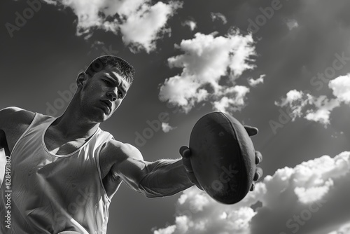 Discus Thrower Prepares for Release Against Dramatic Sky - Sports Action, Athletic Focus, Track and Field