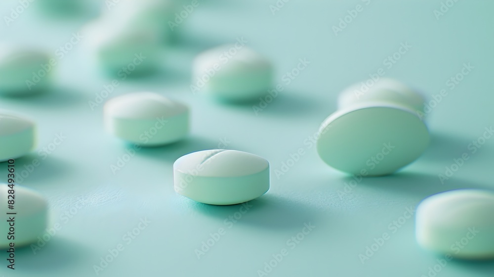 Assortment of Pastel Green Pharmaceutical Tablets and Capsules on Minimalist Background Assortment of Pastel Green Pharmaceutical Tablets and Capsules on Minimalist Background