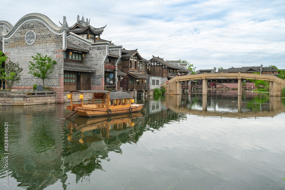 Obraz premium the beautiful ancient town of Lizhuang on the lake, Yibin City, Sichuan Province, China
