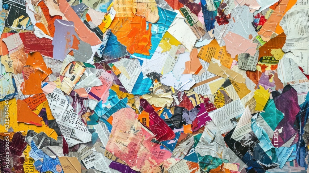 Abstract collages created from torn newspapers and magazines. Abstract collages created from torn newspapers and magazines.