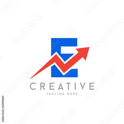 Free Download letter E with upper arrow logo. financial growth up logo icon design with arrow combined for economy, finance element symbol - GFXLoad