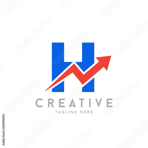 letter H with upper arrow logo. financial growth up logo icon design with arrow combined for economy, finance element symbol