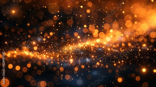 A yellow sparkles glitter special light effect on a transparent background. An abstract pattern with sparkly magic dust particles. A PNG file.
