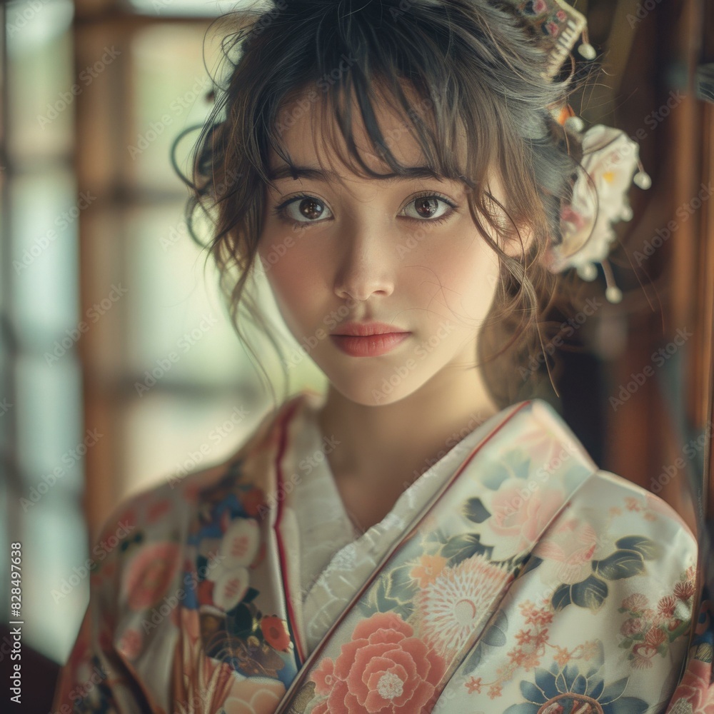 Portrait of a young woman in a kimono Portrait of a young woman in a kimono