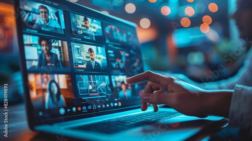 A businessman holding a video conference meeting with his partners or clients. Concept of online business or work relationships, video conferencing, and digital life.