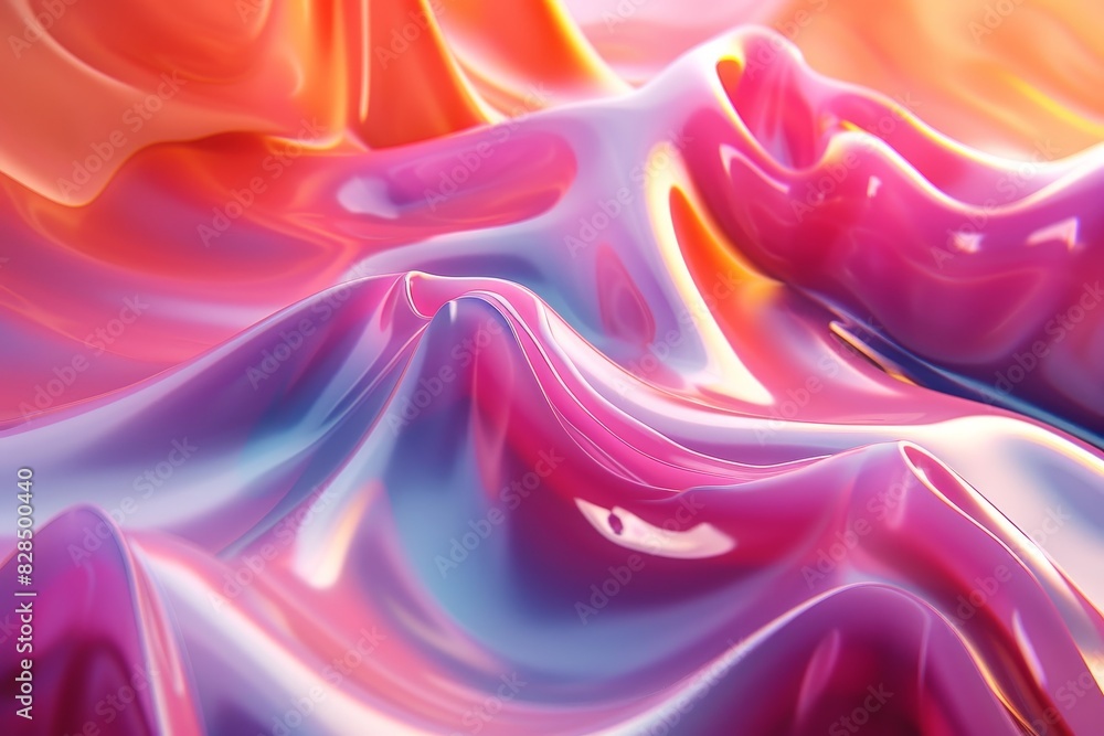 Fototapeta premium A colorful, abstract painting of a wave with a pink and orange hue