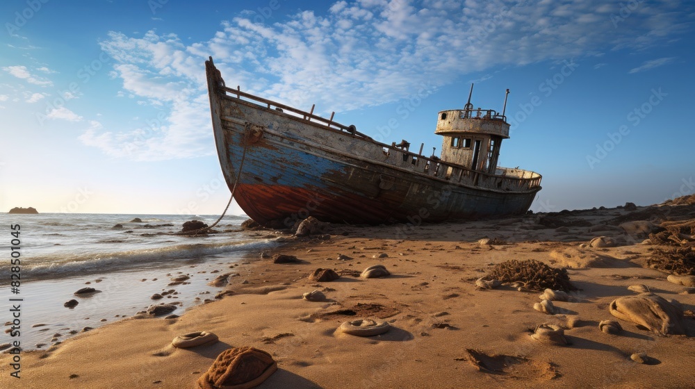 Old sunken ship abandoned in the sea The old ship was abandoned. Old sunken ship abandoned in the sea The old ship was abandoned.