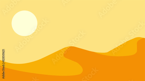 Landscape illustration of arabian sand desert with dunes