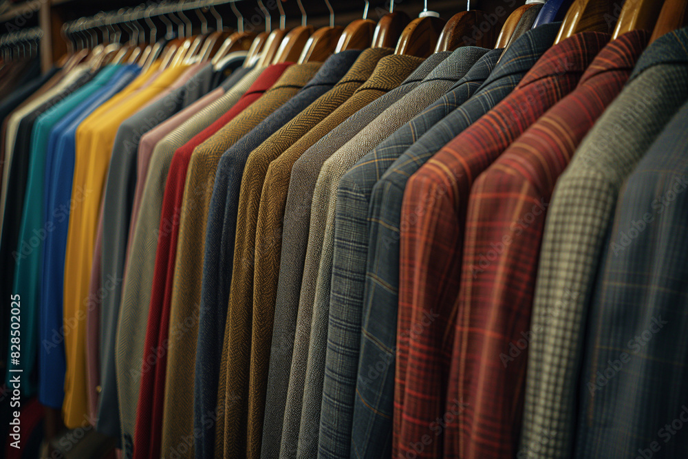 Professional Attire: Business Suits Hanging Neatly in Wardrobe Closet, Corporate Dress Code and Work wear Essentials, Formal Apparel for Business Executives and Office Professionals Professional Attire: Business Suits Hanging Neatly in Wardrobe Closet, Corporate Dress Code and Work wear Essentials, Formal Apparel for Business Executives and Office Professionals