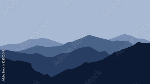 Landscape illustration of mountain ridge scenery