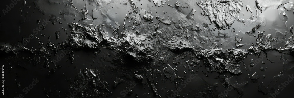 Fototapeta premium A weathered black and white wall with cracks and texture