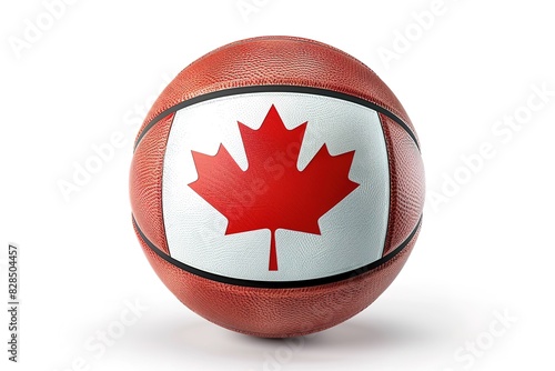 basketball ball with the colored national flag of canada on the white background