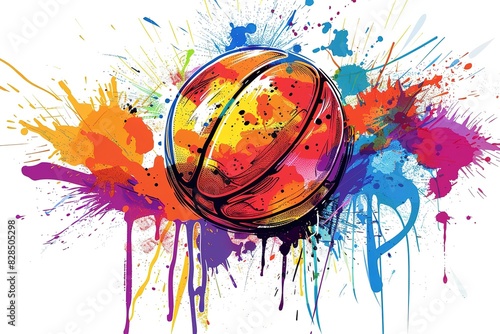 Colorful basket ball with spots and sprays on a white background . © Jahid CF 5327702