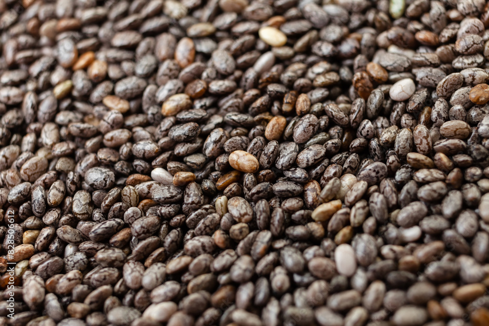 Chia seeds background. Top view. Close-up Chia seeds background. Top view. Close-up