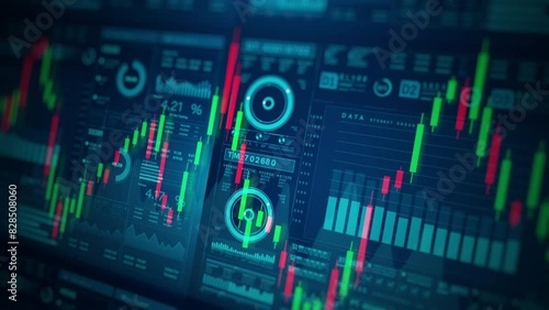 Wallpaper Mural Business stock market with charts and data numbers, Candlestick information reports for finance strategy and investment, Data analytics for visualizing complex data metrics and trends. Torontodigital.ca