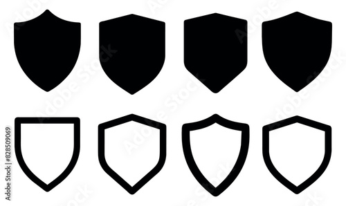 Collection of security shield icons. Protect shield. Design elements for concept of safety and protection. Vector illustration.