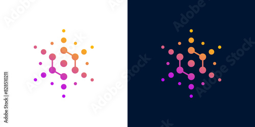 Dot hexagon logo vector icon network data blockchain digital