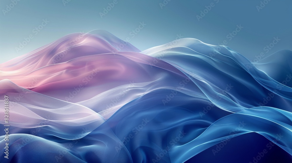 Fototapeta premium Silk Waves in Gradient Blue and Pink Hues