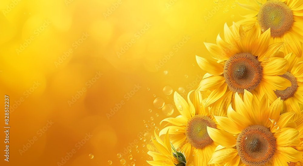 Fototapeta premium sun sunflowers, yellow background