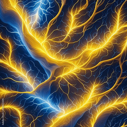 yellow and dark blue electrick pattern  photo
